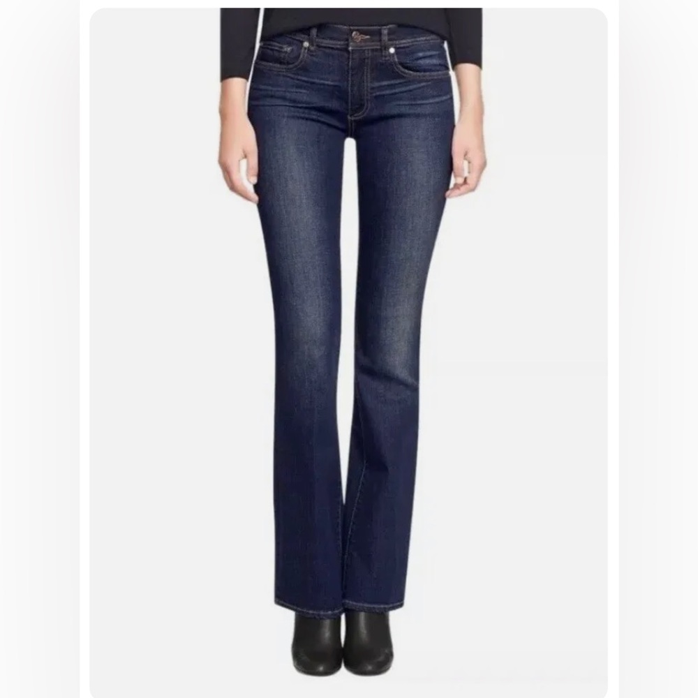 Tory Burch “Classic Tory Boot“ Bootcut Dark Wash Jeans Size 25 Logo Pocket.